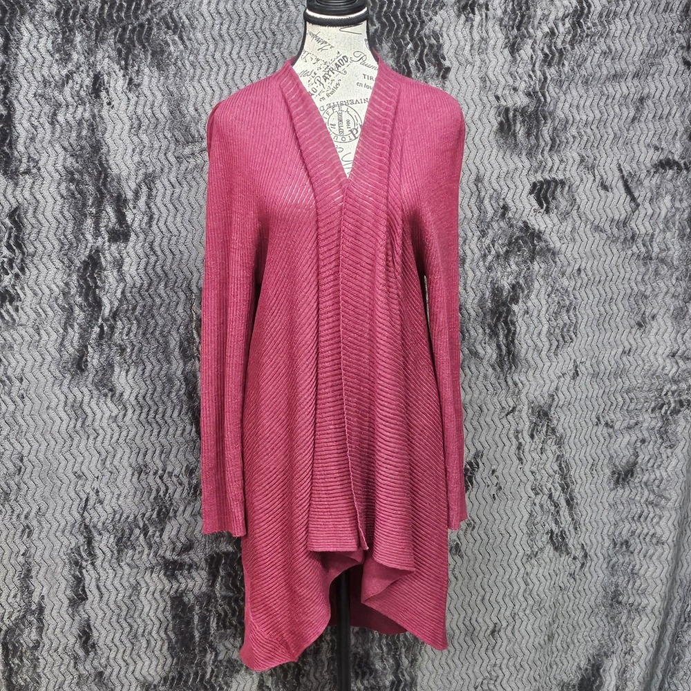 Eileen Fisher Cardigan Womens 2X Red Wool Waterfall Duster Preppy Cottage Casual
